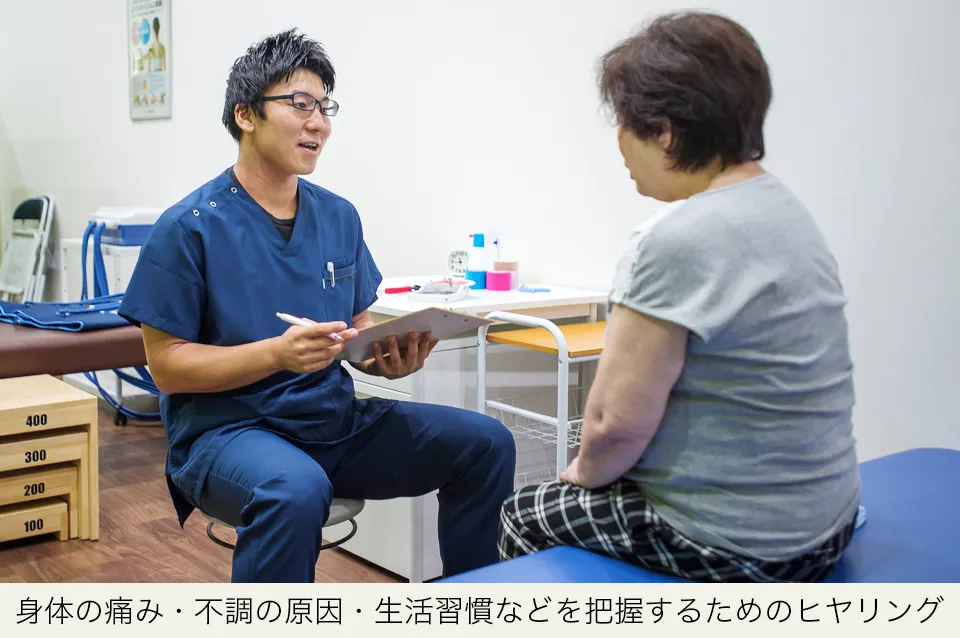 身体の痛み・不調の原因・生活習慣などを把握するためのヒヤリング